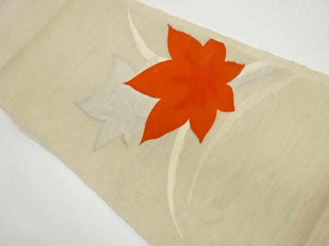 JAPANESE KIMONO / NAGOYA OBI FOR SUMMER / TSUMUGI / WOVEN MAPLE